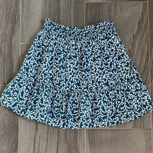 J. Crew Blue and White Floral Print Mini Skirt